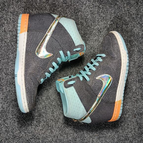 Nike Dunk Sky Hi Wedge Shoes Womens Size 7.5 Gray Safari Iridescent 585560-002 - Picture 4 of 10